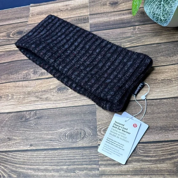 Lululemon Textured Fleece Lined Knit Ear Warmer NWT ONE SIZE (C8DH/BLK) - Picture 2 of 9